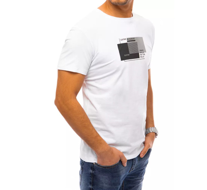 Bílé pánské tričko Dstreet RX4716 s potiskem