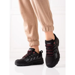 Stylové černé  trekingové boty dámské bez podpatku