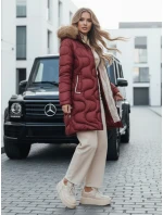 Dámská zimní bunda VIRELIA prošívaná bunda s kapucí bordó FashionStreet TY4935 Dámská zimní bunda VIRELIA prošívaná bunda s kapucí bordó FashionStreet TY4935