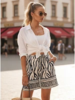 Dámské šortky s elastickým pasem, bílo-námořnická modrá, FashionStreet SY0540 Dámské šortky s elastickým pasem, bílo-námořnická modrá, FashionStreet SY0540