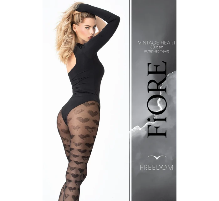 Fiore Vintage Heart 30 DEN G6072 barva:černá