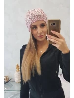 Dámská čepice s bambulí pudrově růžová model 18751897 - K-Fashion Dámská čepice s bambulí pudrově růžová model 18751897 - K-Fashion