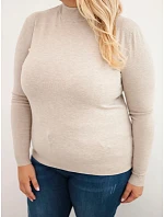 Dámský svetr Plus Size z viskózy s rolákem béžový Dámský svetr Plus Size z viskózy s rolákem béžový