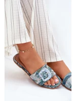 Ploché Dámské Pantofle S Ozdobnou Sponou Modré Clariola Ploché Dámské Pantofle S Ozdobnou Sponou Modré Clariola