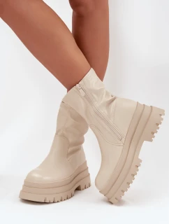 Boty Na Masivní Platformě Eko Kůže Béžové model 21706981 - Boto