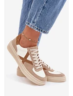 Kožené semišové dámské tenisky model 22076948 béžové - Zazoo