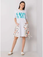 Sukienka DHJ SK model 21314322 biało beżowy - FPrice Sukienka DHJ SK model 21314322 biało beżowy - FPrice