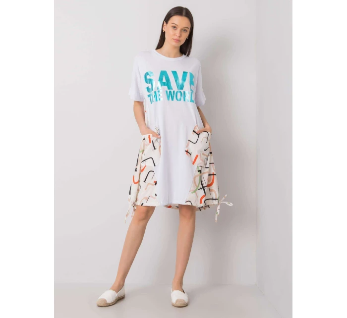 Sukienka DHJ SK model 21314322 biało beżowy - FPrice Sukienka DHJ SK model 21314322 biało beżowy - FPrice