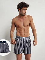 Pánské volné boxerky 2 ks ECOSMART LOOSE BOXER Green BIO / Tmavě modrá s šedou - DIM