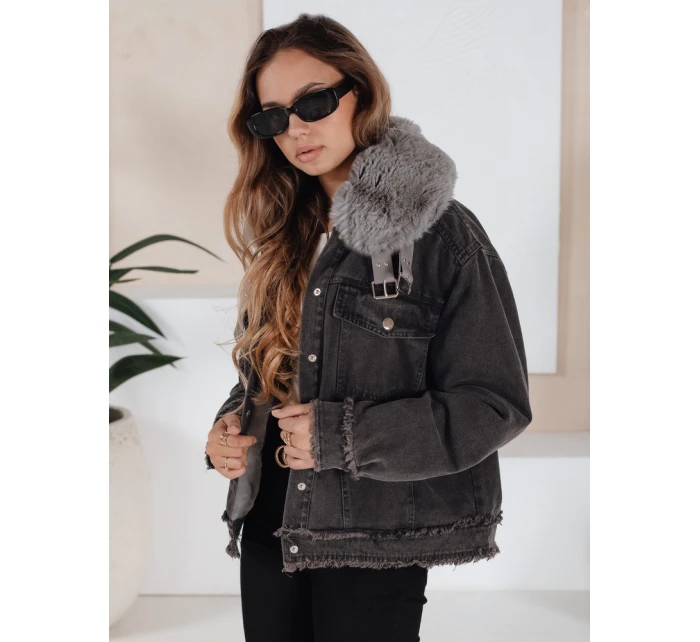 Dámská džínová bunda s kožešinou tmavě šedá Dstreet model 21991812 - FashionStreet Dámská džínová bunda s kožešinou tmavě šedá Dstreet model 21991812 - FashionStreet