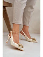 Pletené Lodičky S Odkrytou Patou Béžové Lanithra