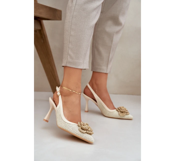 Pletené Lodičky S Odkrytou Patou Béžové Lanithra