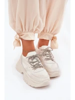 Dámské tenisky na platformě s ozdobným šněrováním béžové model 21690416 - Boto Dámské tenisky na platformě s ozdobným šněrováním béžové model 21690416 - Boto