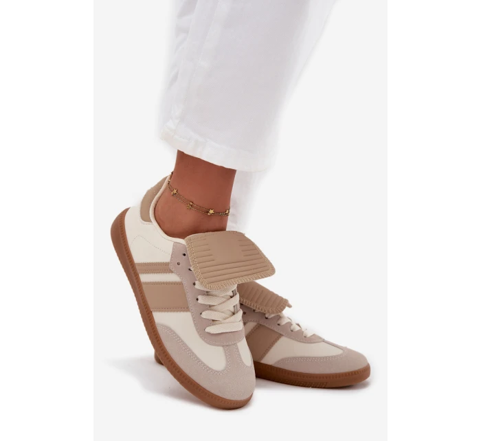 Nízké dámské tenisky s ohrnutým jazykem béžové Ardira Nízké dámské tenisky s ohrnutým jazykem béžové Ardira