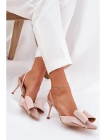 Lodičky s odkrytou patou a mašlí Eklevia – béžové Lodičky s odkrytou patou a mašlí Eklevia – béžové