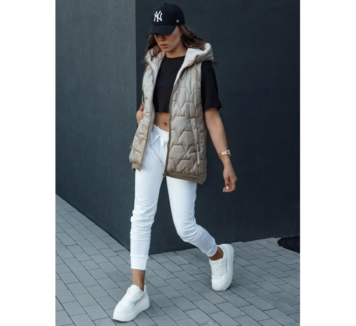 Dámská prošívaná vesta s kapucí camel Dstreet model 21979278 - FashionStreet