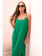 Dlouhá šaty na ramínka zelená