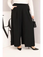 Dámské bavlněné kalhoty Plus Size s širokými nohavicemi a volným střihem černé
