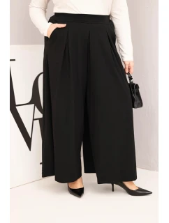 Dámské bavlněné kalhoty Plus Size s širokými nohavicemi a volným střihem černé