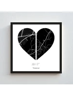 Plakát v rámu - čtverec 20x20 - dvě mapy jako srdce Plakát v rámu - čtverec 20x20 - dvě mapy jako srdce