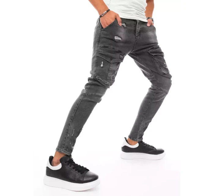 Pánské bojové džínové kalhoty tmavě šedé FashionStreet UX3288