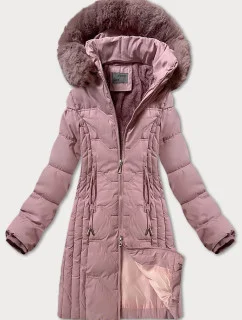 Zimní bunda v pudrově růžové barvě s odepínací kapucí model 21248733 - S'WEST