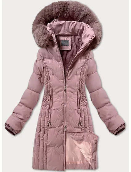 Zimní bunda v pudrově růžové barvě s odepínací kapucí model 21248733 - S'WEST