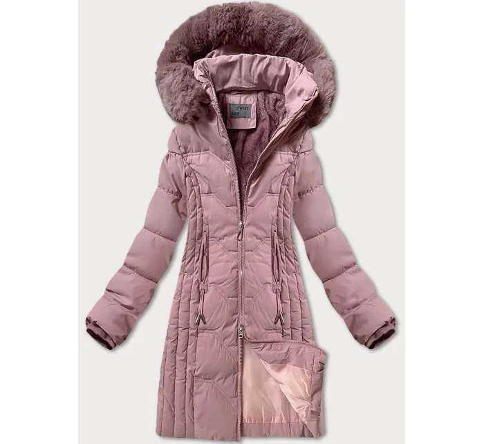 Zimní bunda v pudrově růžové barvě s odepínací kapucí model 21248733 - S'WEST