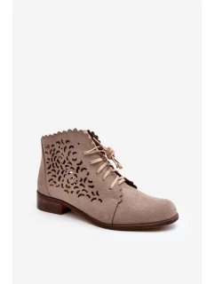 Dámské Prodyšné Šněrovací Botky Zazoo 2871 Beige