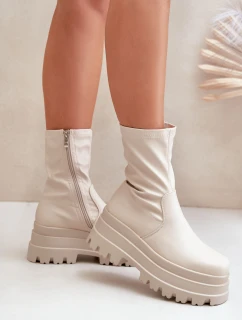 Boty Na Masivní Platformě Světle Béžové model 21679189 - Boto