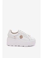 Kožené dámské tenisky na platformě model 22100258 bílé - D&A