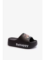 Lehké dámské pantofle na silné podrážce s medvídkem černá pěna Serefina