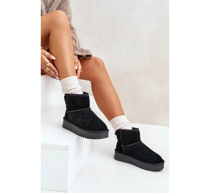 Dámské Semišové Sněhule Na Platformě Nad Kotníky Černé Rianaella