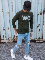 Pánská khaki mikina s potiskem FashionStreet BX5368