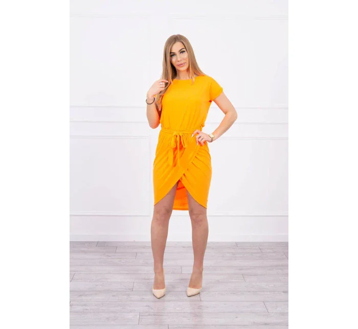 Šaty s obálkou dole oranžové neonové