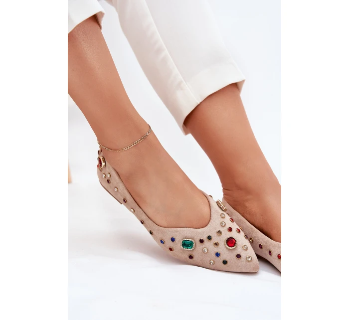 Dámské Baletky Ozdobené Béžové model 21702728 - Boto Dámské Baletky Ozdobené Béžové model 21702728 - Boto
