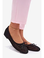 Síťované baleríny s ozdobou Vinceza 62270 Černé