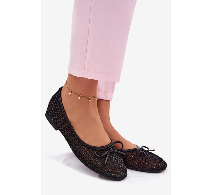 Síťované baleríny s ozdobou Vinceza 62270 Černé