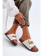 Dámské pantofle s přezkami Bílá Oliena Dámské pantofle s přezkami Bílá Oliena