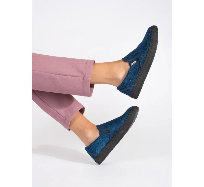 Stylové dámské  polobotky modré bez podpatku