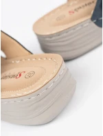 Komfortní  nazouváky dámské modré na plochém podpatku