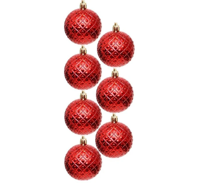 DEKORATIVNÍ PLASTOVÁ CETKA 6CM SADA 35 KS ČERVENÁ