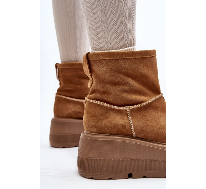 Kožené dámské boty na masivní podrážce Camel model 21644292 - Zazoo