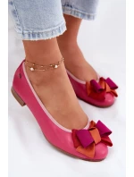 Kožené Baletky S Mašlí model 21695039 Fuchsie - Maciejka