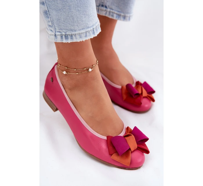 Kožené Baletky S Mašlí model 21695039 Fuchsie - Maciejka