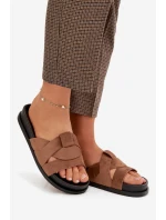 Dámské pantofle Eko semiš s pásky hnědé model 21918915 - Boto