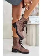 Zdobené Kotníkové Boty Workery Dámské Zateplené D&A Taupe Zdobené Kotníkové Boty Workery Dámské Zateplené D&A Taupe