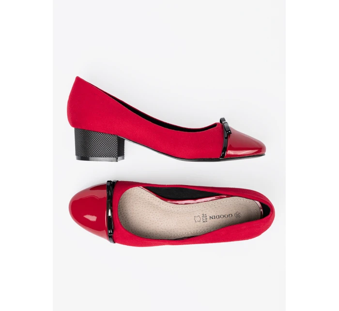 Originální dámské  lodičky červené na širokém podpatku