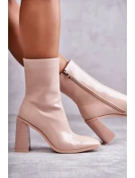 Dámské lakované kozačky Béžové Margit