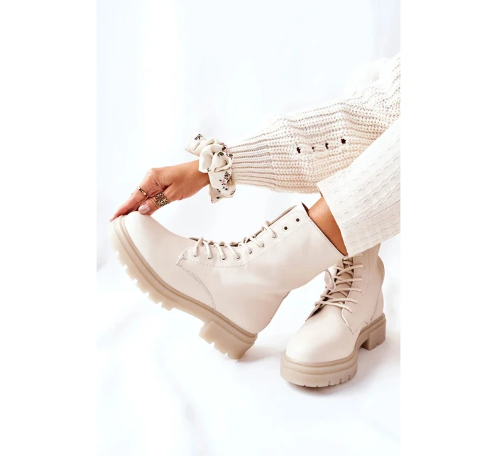 Kotníkové Ploché Workery Boty Béžové Rozelle Kotníkové Ploché Workery Boty Béžové Rozelle